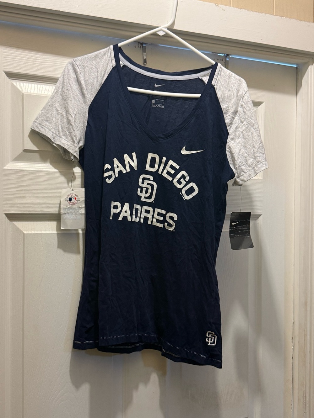 Nike San Diego Padres Navy & white V-Neck Tee
